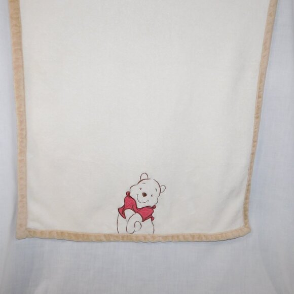 Disney Baby Winnie the Pooh Hugs Cream Tan Embroidered Fleece Blanket 30" x 40" - Picture 4 of 7
